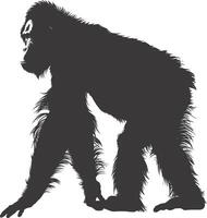 ai generado silueta orang utan animal lleno cuerpo negro color solamente vector