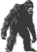 ai generado silueta orang utan animal lleno cuerpo negro color solamente vector