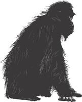 ai generado silueta orang utan animal lleno cuerpo negro color solamente vector