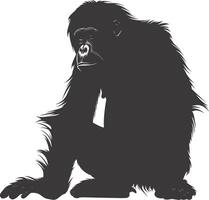 ai generado silueta orang utan animal lleno cuerpo negro color solamente vector