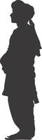 AI generated silhouette of an arabian person wearing a turban black color only vector