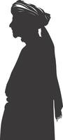 AI generated silhouette of an arabian person wearing a turban black color only vector