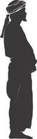 AI generated silhouette of an arabian person wearing a turban black color only vector