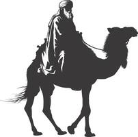 AI generated silhouette of an arabian person wearing a turban black color only vector