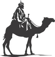 AI generated silhouette of an arabian person wearing a turban black color only vector