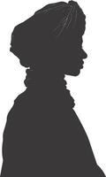 AI generated silhouette of an arabian person wearing a turban black color only vector