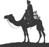 AI generated silhouette of an arabian person wearing a turban black color only vector