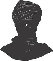 AI generated silhouette of an arabian person wearing a turban black color only vector