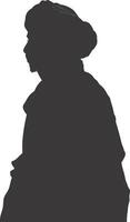 AI generated silhouette of an arabian person wearing a turban black color only vector