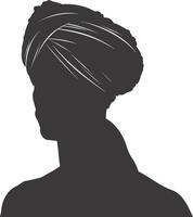 AI generated silhouette of an arabian person wearing a turban black color only vector