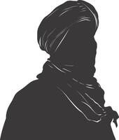 AI generated silhouette of an arabian person wearing a turban black color only vector