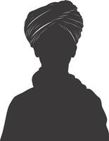 AI generated silhouette of an arabian person wearing a turban black color only vector