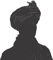 AI generated silhouette of an arabian person wearing a turban black color only vector