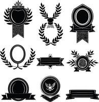 AI generated Silhouette Vintage retro badges and medal element black color only vector