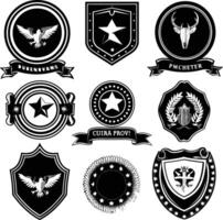 AI generated Silhouette Vintage retro badges and medal element black color only vector