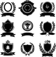 AI generated Silhouette Vintage retro badges and medal element black color only vector