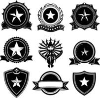 AI generated Silhouette Vintage retro badges and medal element black color only vector