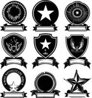 AI generated Silhouette Vintage retro badges and medal element black color only vector