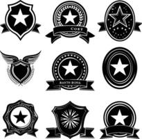 AI generated Silhouette Vintage retro badges and medal element black color only vector