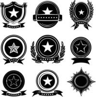 AI generated Silhouette Vintage retro badges and medal element black color only vector