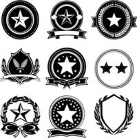 AI generated Silhouette Vintage retro badges and medal element black color only vector