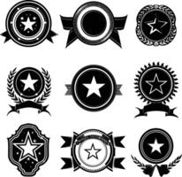 AI generated Silhouette Vintage retro badges and medal element black color only vector