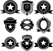 AI generated Silhouette Vintage retro badges and medal element black color only vector