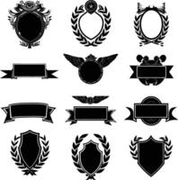 AI generated Silhouette Vintage retro badges and medal element black color only vector