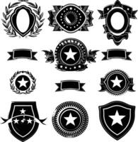 AI generated Silhouette Vintage retro badges and medal element black color only vector