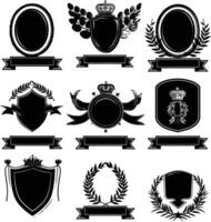 AI generated Silhouette Vintage retro badges and medal element black color only vector