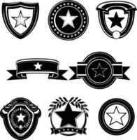 AI generated Silhouette Vintage retro badges and medal element black color only vector