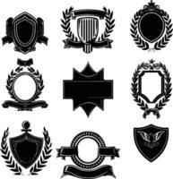 AI generated Silhouette Vintage retro badges and medal element black color only vector