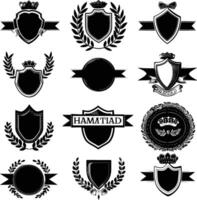 AI generated Silhouette Vintage retro badges and medal element black color only vector