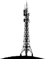 AI generated Silhouette telecommunication tower black color only vector