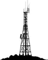 AI generated Silhouette telecommunication tower black color only vector