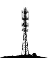 AI generated Silhouette telecommunication tower black color only vector