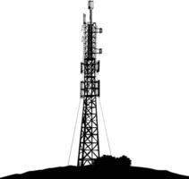 AI generated Silhouette telecommunication tower black color only vector