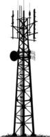 AI generated Silhouette telecommunication tower black color only vector