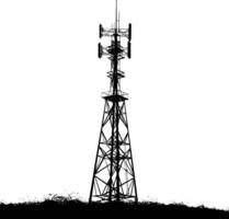 AI generated Silhouette telecommunication tower black color only vector