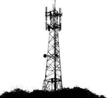 AI generated Silhouette telecommunication tower black color only vector