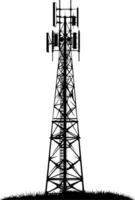 AI generated Silhouette telecommunication tower black color only vector