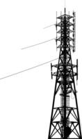 AI generated Silhouette telecommunication tower black color only vector