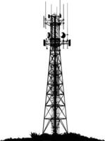 AI generated Silhouette telecommunication tower black color only vector