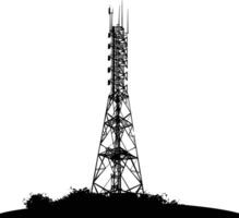 AI generated Silhouette telecommunication tower black color only vector