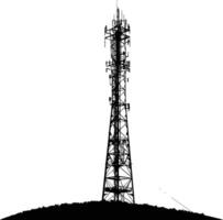 AI generated Silhouette telecommunication tower black color only vector