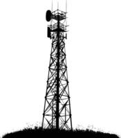 AI generated Silhouette telecommunication tower black color only vector