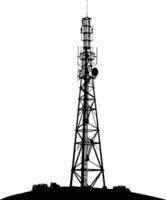 AI generated Silhouette telecommunication tower black color only vector