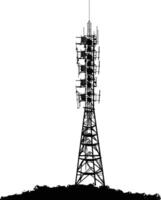 AI generated Silhouette telecommunication tower black color only vector