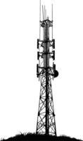 AI generated Silhouette telecommunication tower black color only vector