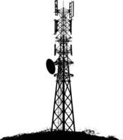 AI generated Silhouette telecommunication tower black color only vector